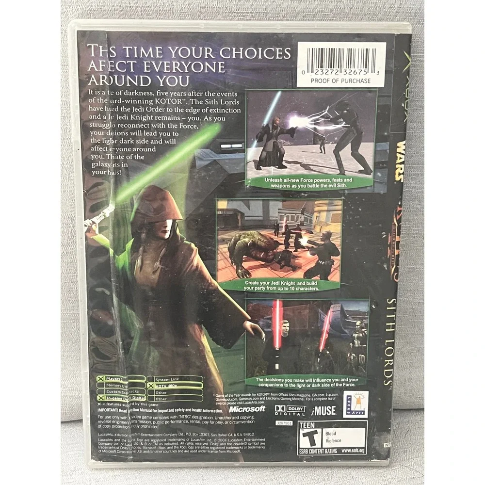 Star Wars Knights of the Old Republic II The Sith Lords Microsoft Xbox KOTOR 2